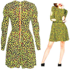 JaWBREAkER LiME LEoPARD DRESS HOLE Sleeve Zip Back